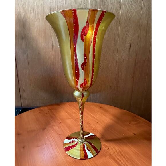 Vintage Euro Cristall Style Handpainted Vase - 20" Tall - Picture 1 of 10
